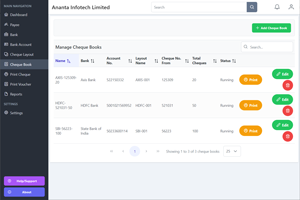 Cheque Books Listing